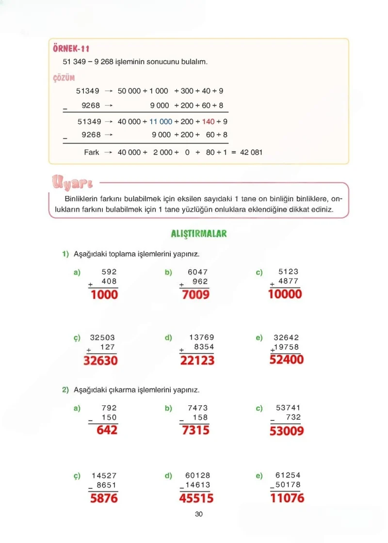 5. Sınıf Matematik Ders Kitabı Cevapları Tuna Yayınları Sayfa 30 Çözüm Görseli