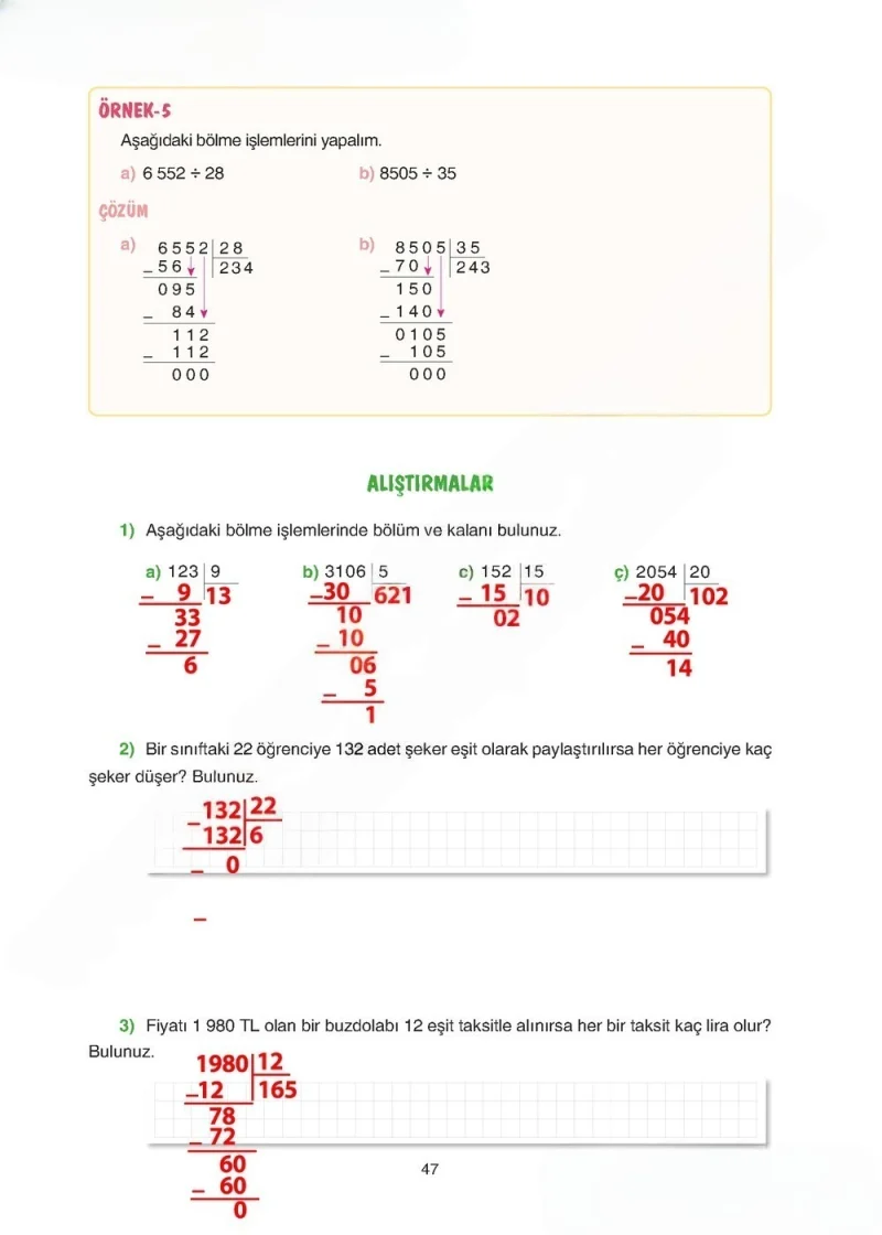 5. Sınıf Matematik Ders Kitabı Cevapları Tuna Yayınları Sayfa 47 Çözüm Görseli