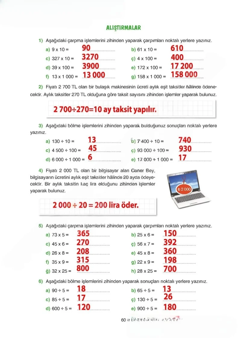5. Sınıf Matematik Ders Kitabı Cevapları Tuna Yayınları Sayfa 60 Çözüm Görseli