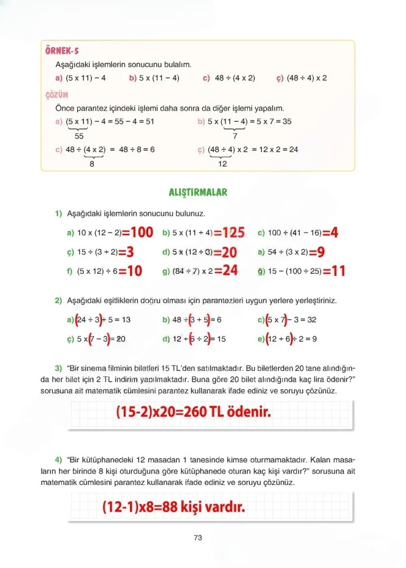 5. Sınıf Matematik Ders Kitabı Cevapları Tuna Yayınları Sayfa 73 Çözüm Görseli