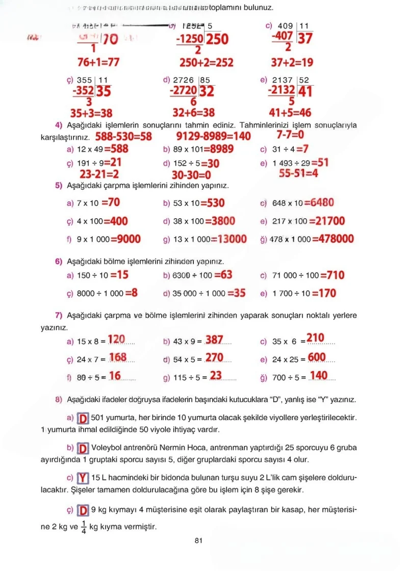 5. Sınıf Matematik Ders Kitabı Cevapları Tuna Yayınları Sayfa 81 Çözüm Görseli
