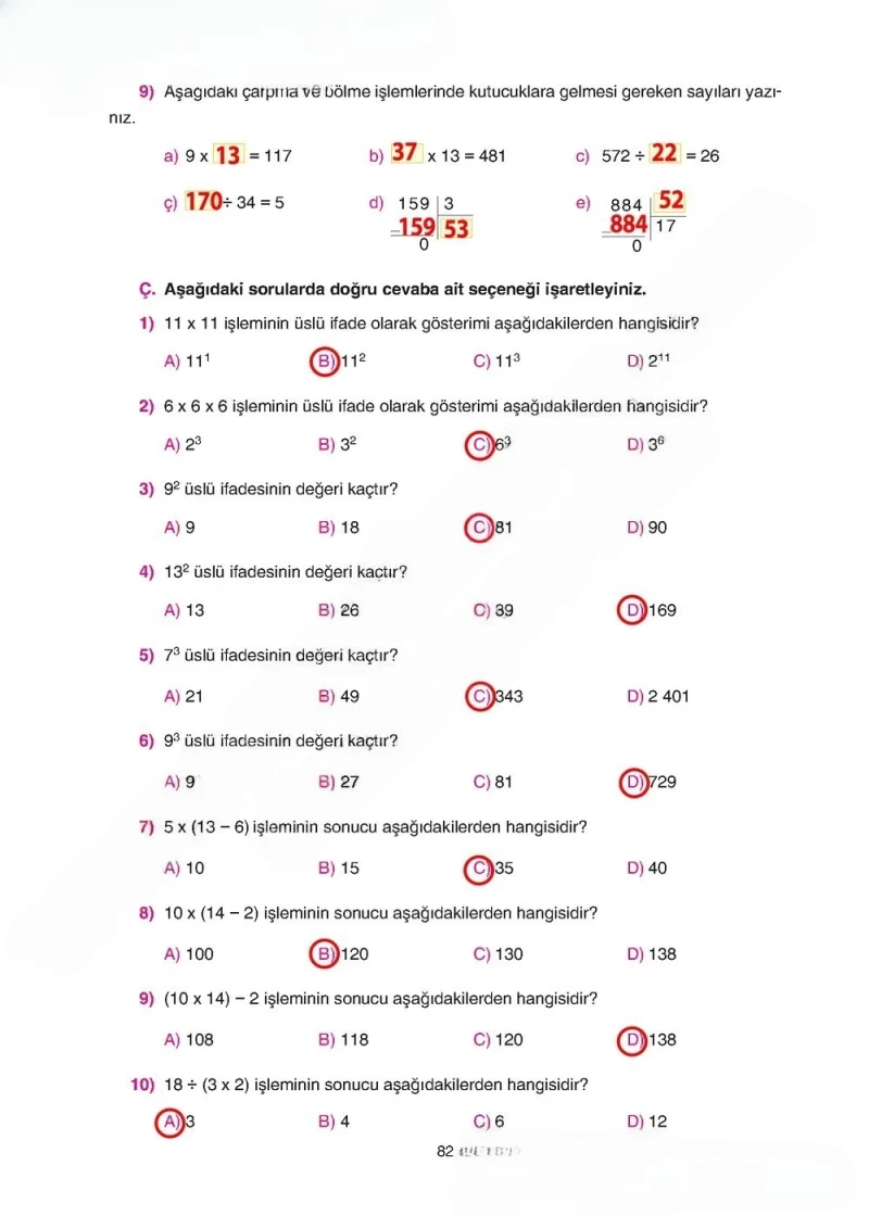 5. Sınıf Matematik Ders Kitabı Cevapları Tuna Yayınları Sayfa 82 Çözüm Görseli