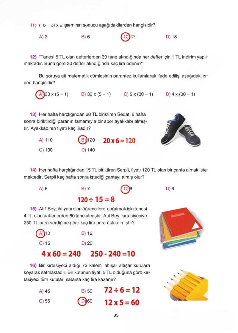 5. Sınıf Matematik Ders Kitabı Cevapları Tuna Yayınları Sayfa 83 Çözüm Görseli