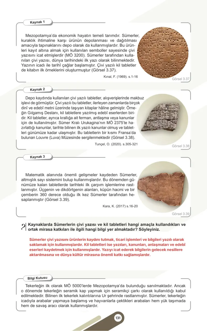 5. Sınıf Sosyal Bilgiler Ders Kitabı Cevapları Meb Yayınları 1. Kitap Sayfa 131 Çözüm Görseli