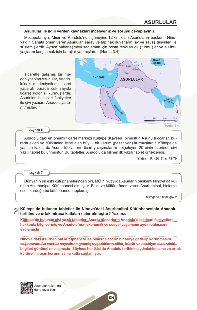 5. Sınıf Sosyal Bilgiler Ders Kitabı Cevapları Meb Yayınları 1. Kitap Sayfa 134 Çözüm Görseli