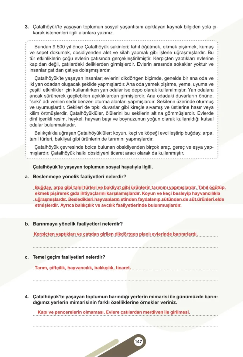 5. Sınıf Sosyal Bilgiler Ders Kitabı Cevapları Meb Yayınları 1. Kitap Sayfa 147 Çözüm Görseli