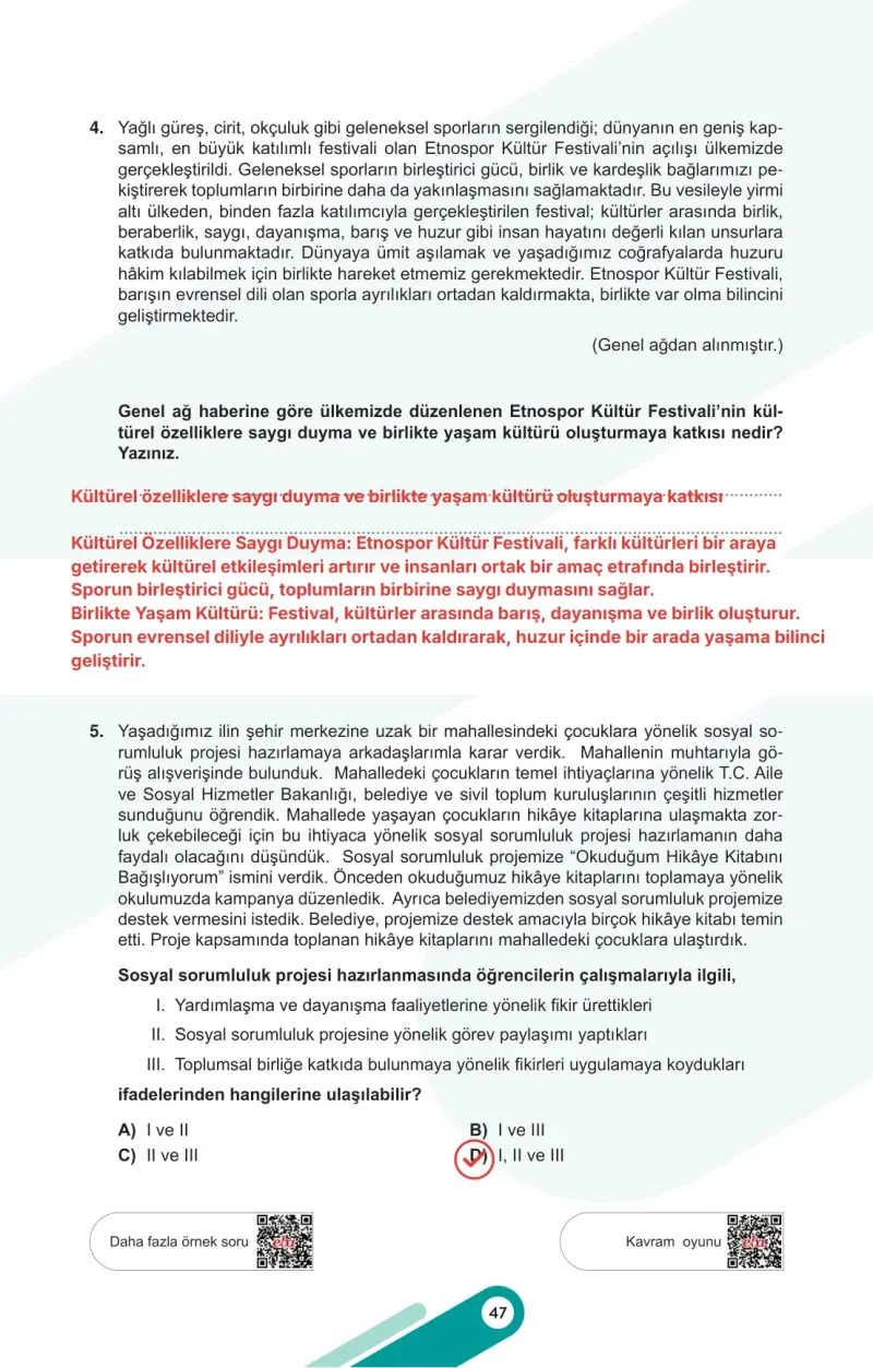 5. Sınıf Sosyal Bilgiler Ders Kitabı Cevapları Meb Yayınları 1. Kitap Sayfa 47 Çözüm Görseli