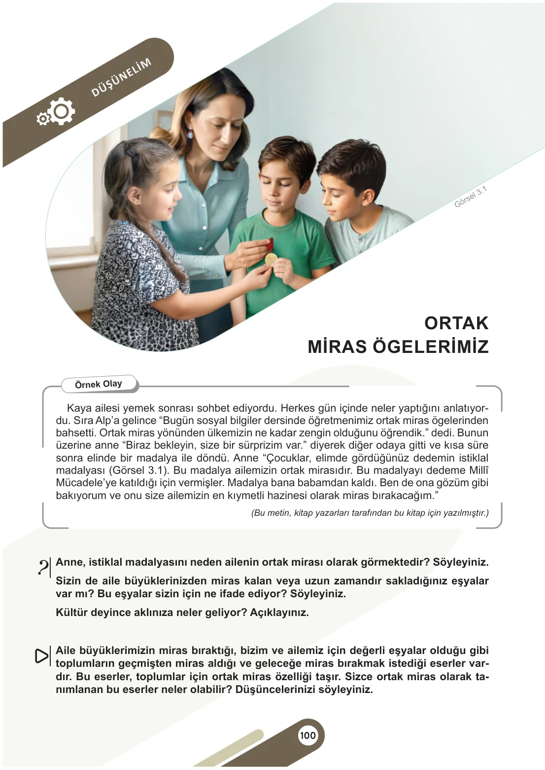5. Sınıf Sosyal Bilgiler Ders Kitabı Cevapları Meb Yayınları 1. Kitap Sayfa 100