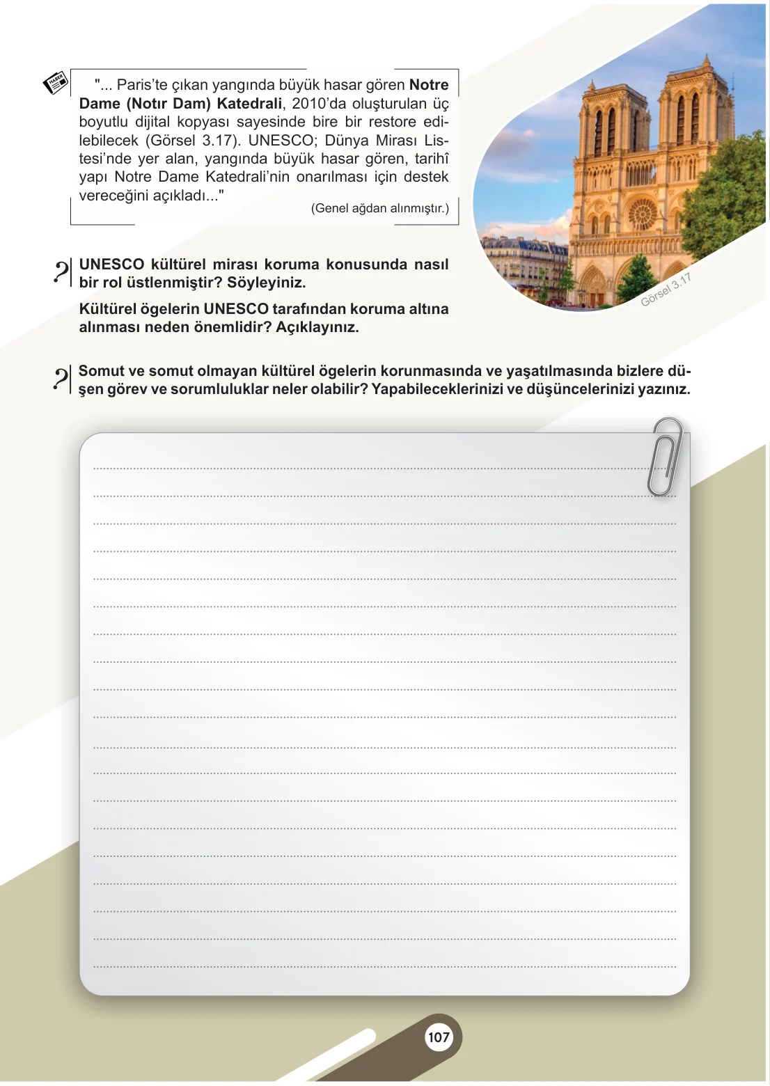 5. Sınıf Sosyal Bilgiler Ders Kitabı Cevapları Meb Yayınları 1. Kitap Sayfa 107