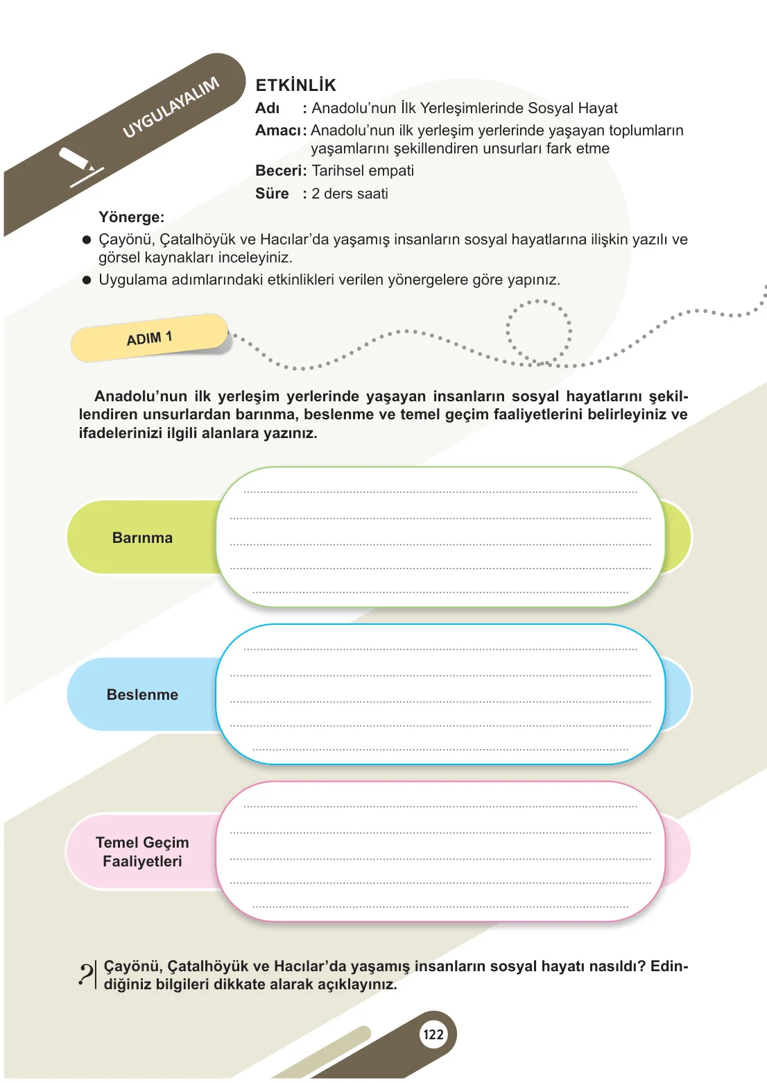 5. Sınıf Sosyal Bilgiler Ders Kitabı Cevapları Meb Yayınları 1. Kitap Sayfa 122
