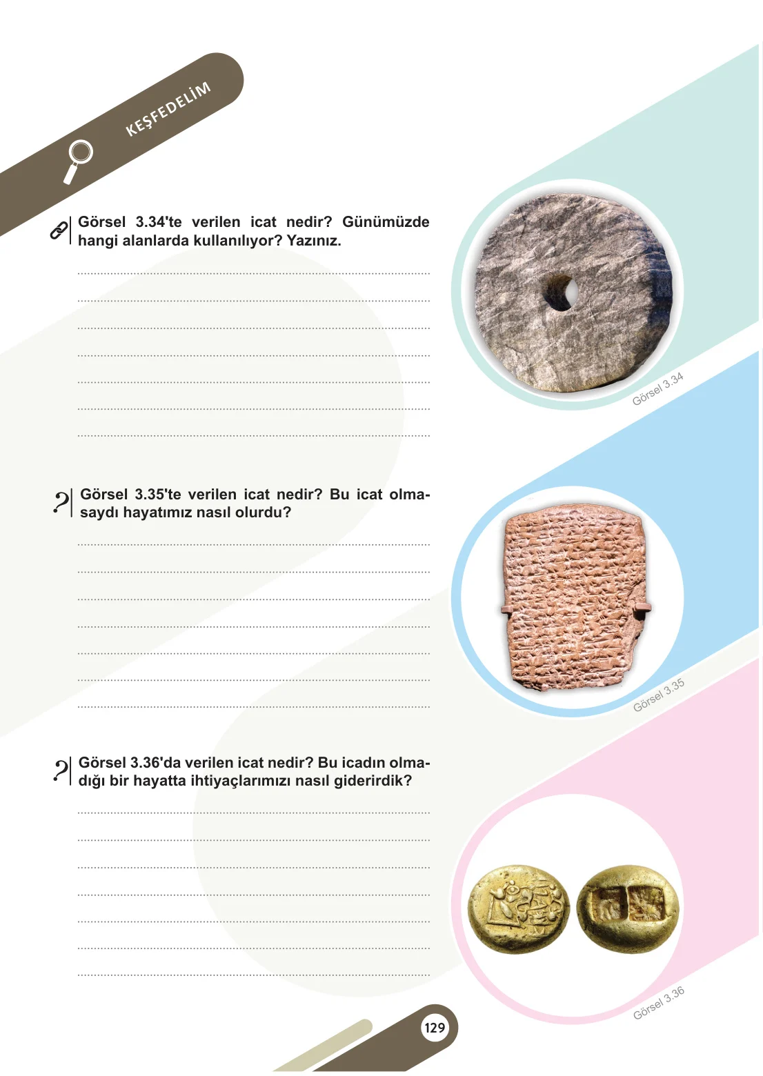 5. Sınıf Sosyal Bilgiler Ders Kitabı Cevapları Meb Yayınları 1. Kitap Sayfa 129