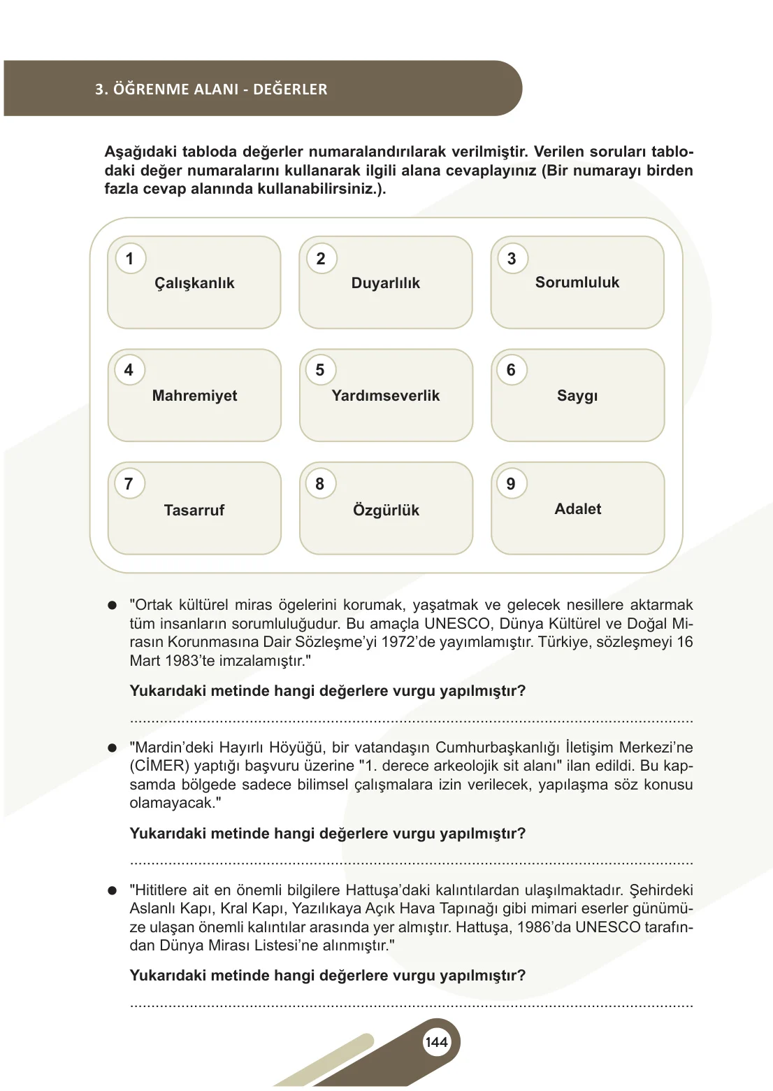 5. Sınıf Sosyal Bilgiler Ders Kitabı Cevapları Meb Yayınları 1. Kitap Sayfa 144