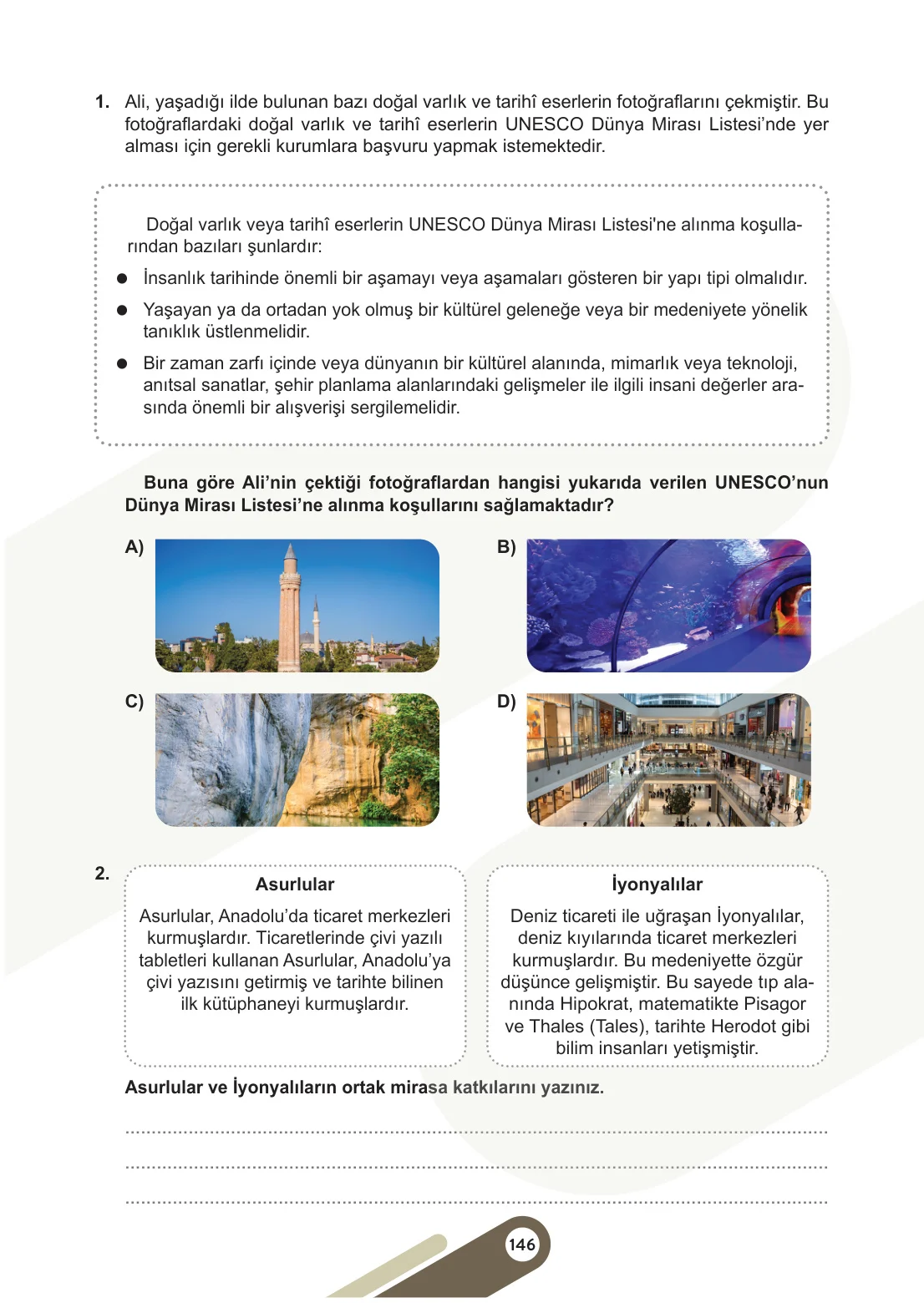 5. Sınıf Sosyal Bilgiler Ders Kitabı Cevapları Meb Yayınları 1. Kitap Sayfa 146