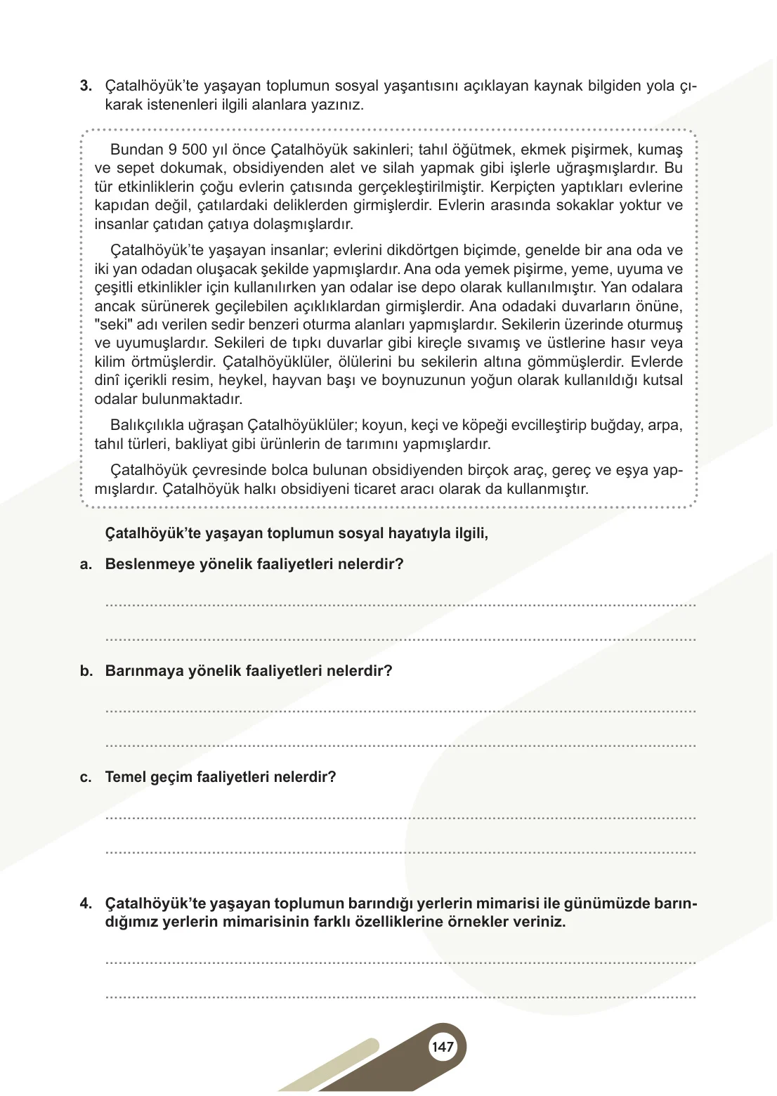 5. Sınıf Sosyal Bilgiler Ders Kitabı Cevapları Meb Yayınları 1. Kitap Sayfa 147