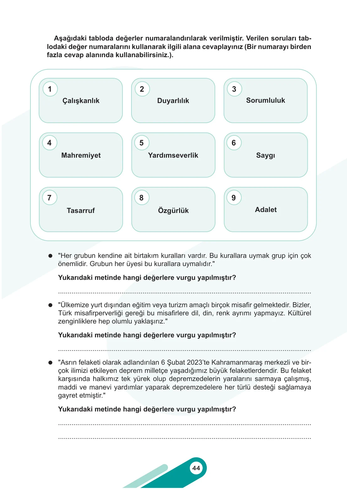 5. Sınıf Sosyal Bilgiler Ders Kitabı Cevapları Meb Yayınları 1. Kitap Sayfa 44
