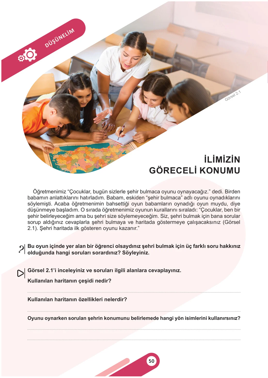 5. Sınıf Sosyal Bilgiler Ders Kitabı Cevapları Meb Yayınları 1. Kitap Sayfa 50