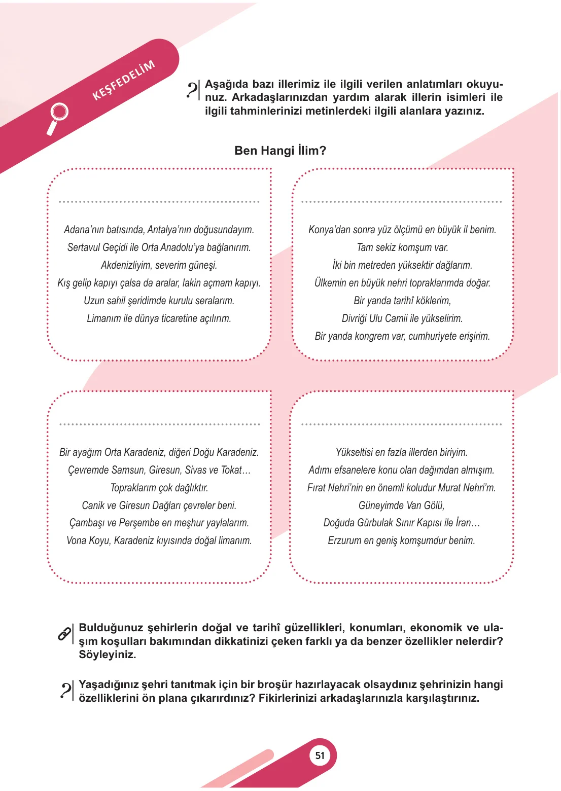 5. Sınıf Sosyal Bilgiler Ders Kitabı Cevapları Meb Yayınları 1. Kitap Sayfa 51