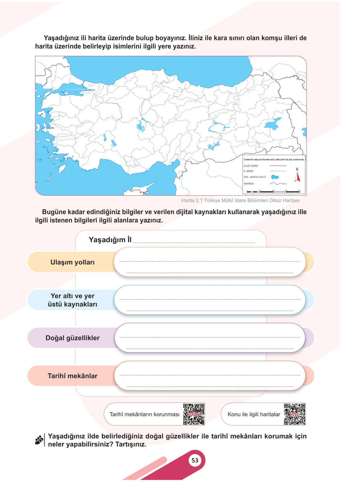 5. Sınıf Sosyal Bilgiler Ders Kitabı Cevapları Meb Yayınları 1. Kitap Sayfa 53