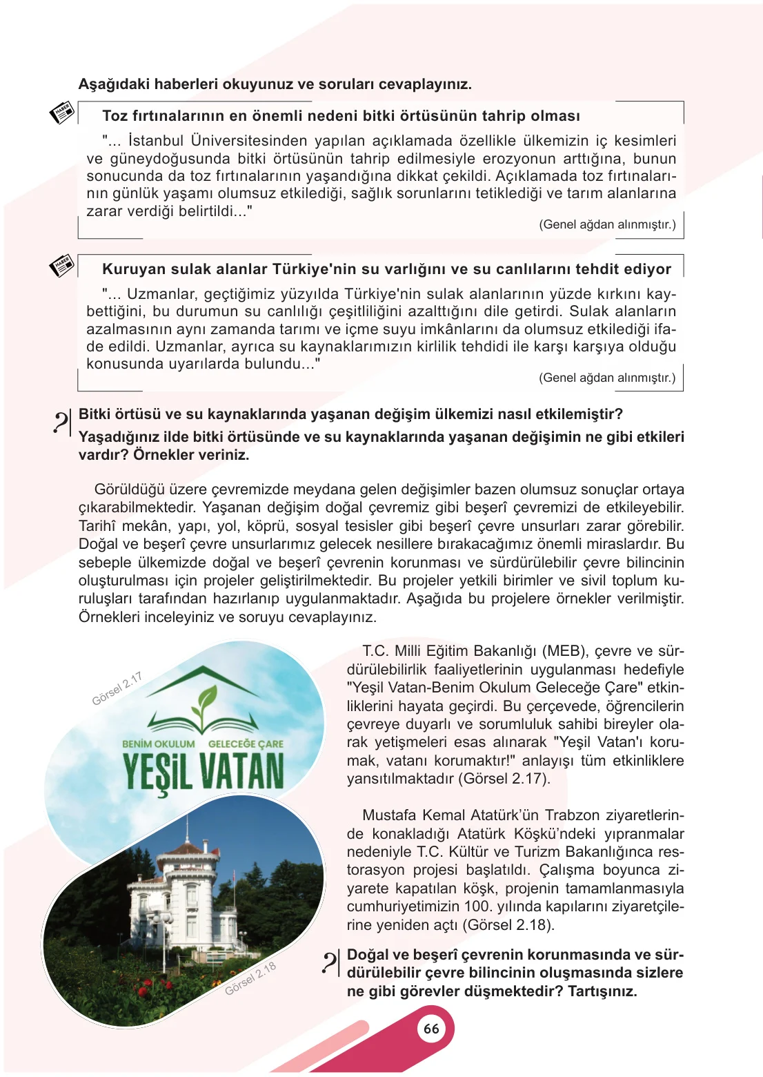 5. Sınıf Sosyal Bilgiler Ders Kitabı Cevapları Meb Yayınları 1. Kitap Sayfa 66