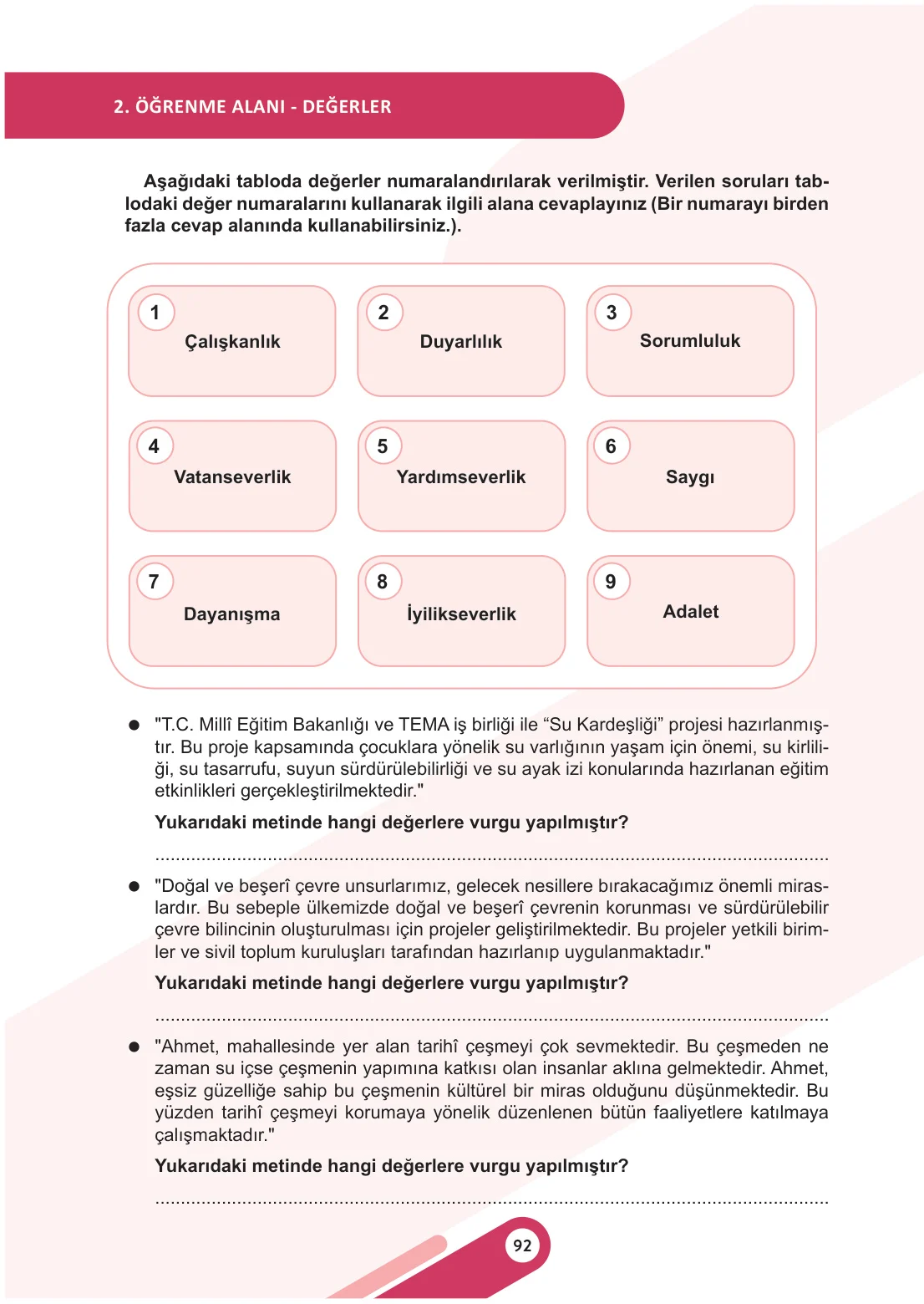 5. Sınıf Sosyal Bilgiler Ders Kitabı Cevapları Meb Yayınları 1. Kitap Sayfa 92