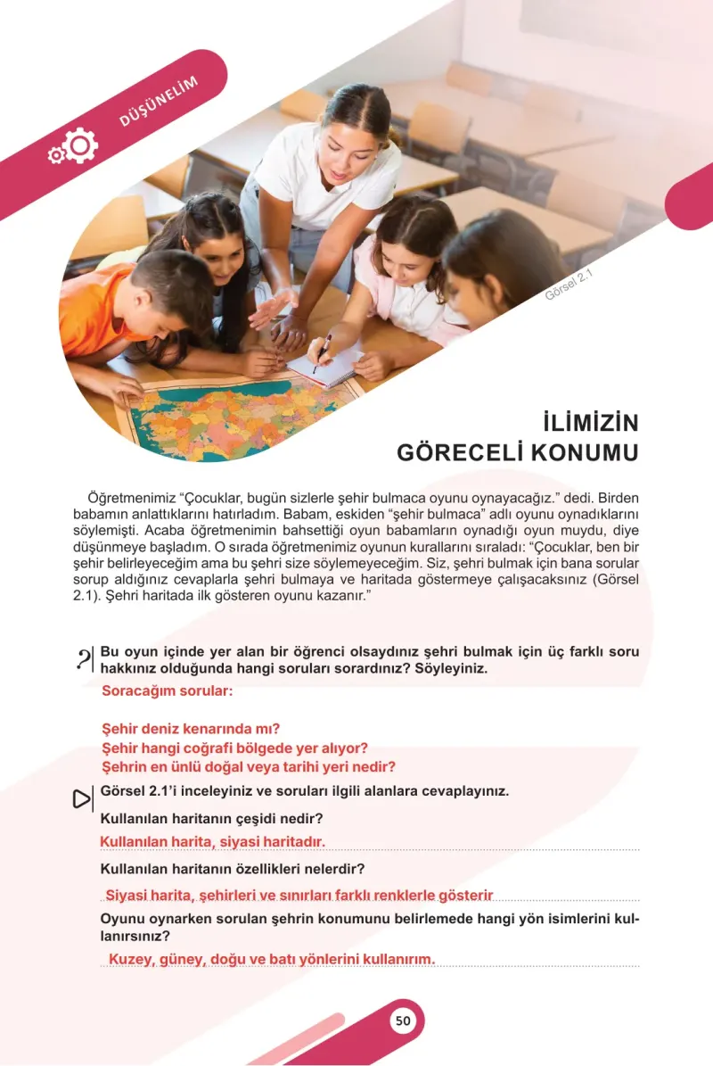 5. Sınıf Sosyal Bilgiler Ders Kitabı Cevapları Meb Yayınları 1. Kitap Sayfa 50 Çözüm Görseli