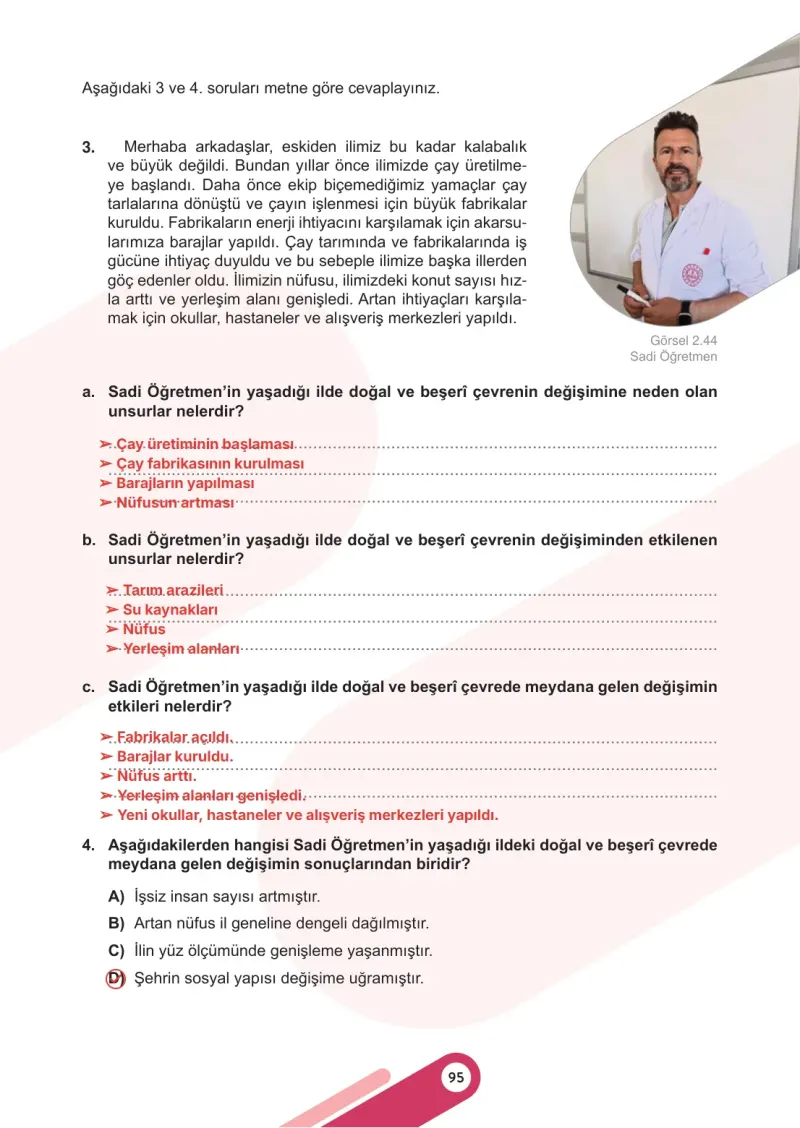 5. Sınıf Sosyal Bilgiler Ders Kitabı Cevapları Meb Yayınları 1. Kitap Sayfa 95 Çözüm Görseli