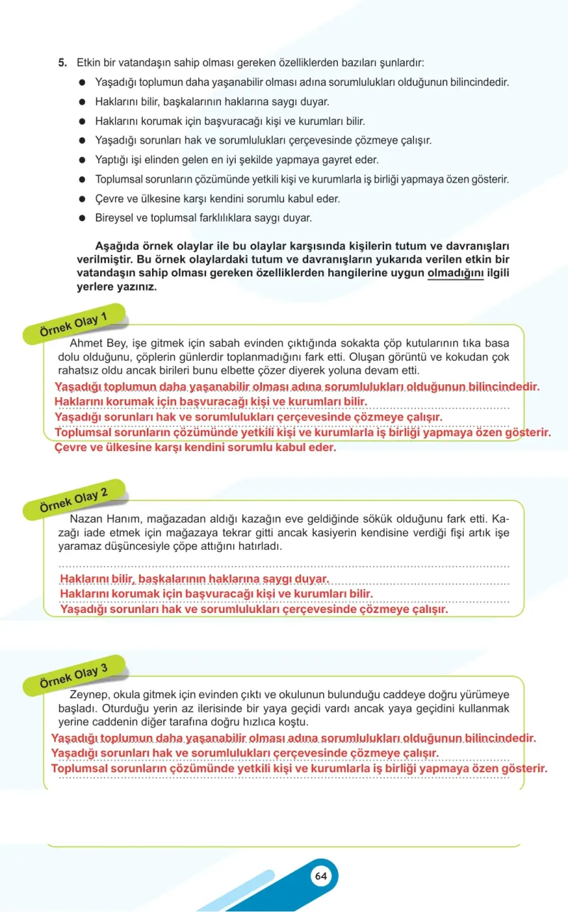 5. Sınıf Sosyal Bilgiler Ders Kitabı Cevapları Meb Yayınları 2. Kitap Sayfa 64 Çözüm Görseli