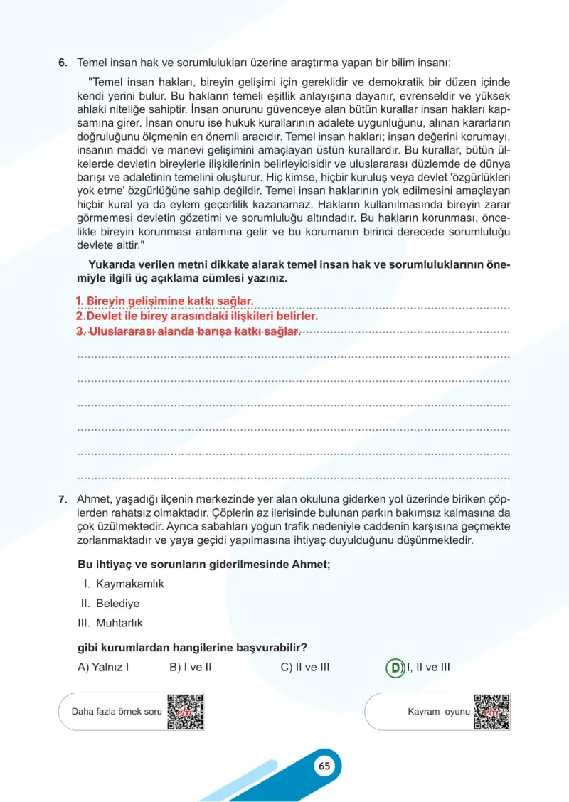 5. Sınıf Sosyal Bilgiler Ders Kitabı Cevapları Meb Yayınları 2. Kitap Sayfa 65 Çözüm Görseli