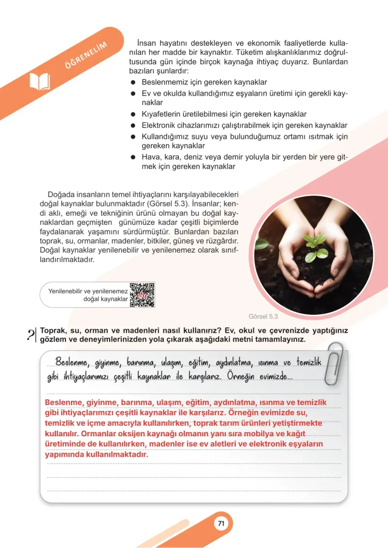 5. Sınıf Sosyal Bilgiler Ders Kitabı Cevapları Meb Yayınları 2. Kitap Sayfa 71 Çözüm Görseli