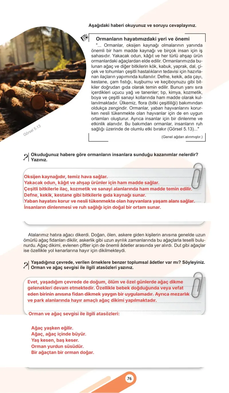 5. Sınıf Sosyal Bilgiler Ders Kitabı Cevapları Meb Yayınları 2. Kitap Sayfa 76 Çözüm Görseli