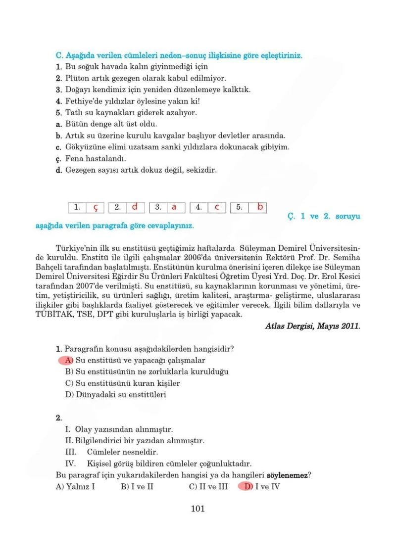 5. Sınıf Türkçe Ders Kitabı Cevapları Anıttepe Yayınları Sayfa 101 Çözüm Görseli