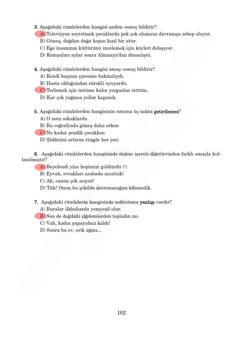 5. Sınıf Türkçe Ders Kitabı Cevapları Anıttepe Yayınları Sayfa 102 Çözüm Görseli