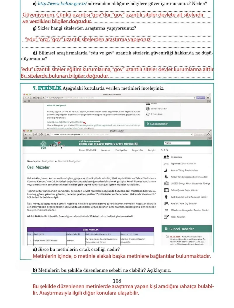 5. Sınıf Türkçe Ders Kitabı Cevapları Anıttepe Yayınları Sayfa 108 Çözüm Görseli