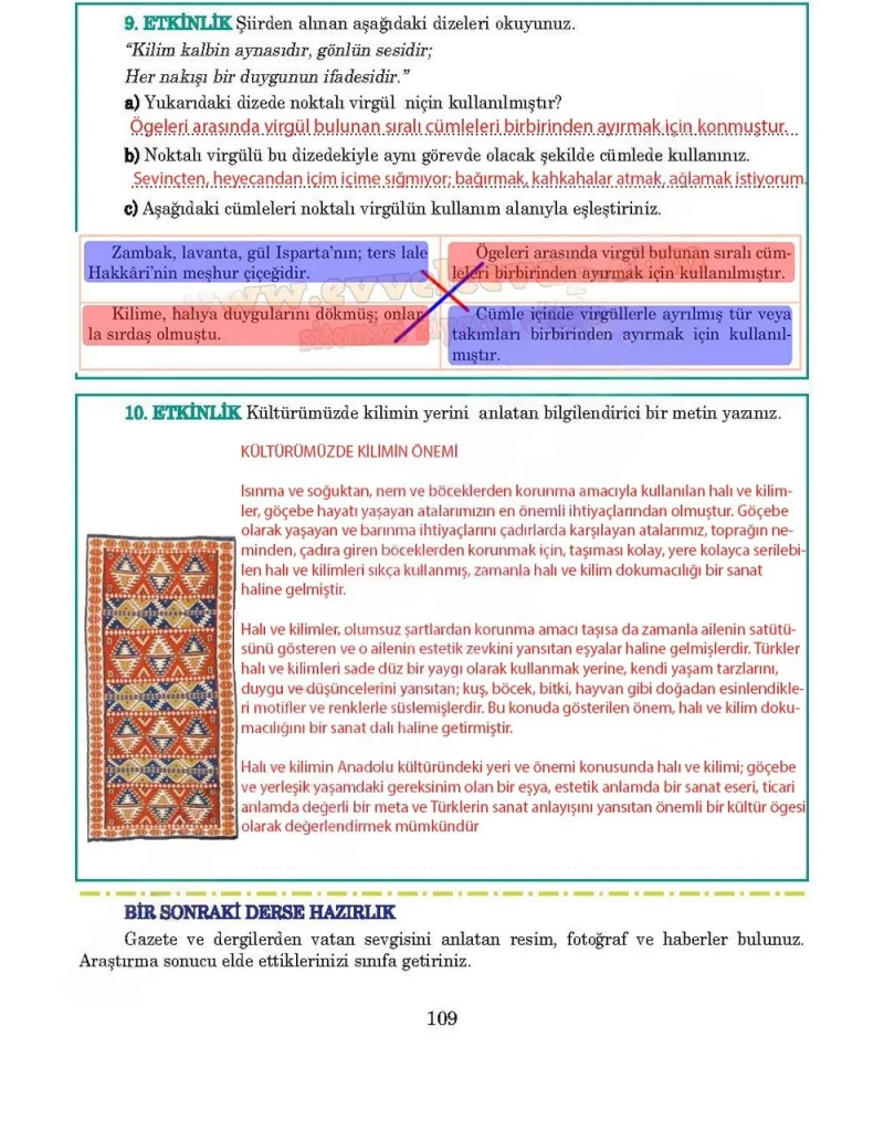 5. Sınıf Türkçe Ders Kitabı Cevapları Anıttepe Yayınları Sayfa 109 Çözüm Görseli