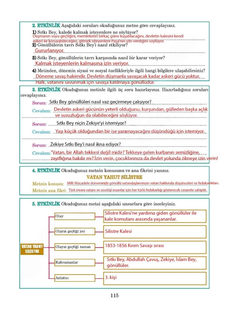 5. Sınıf Türkçe Ders Kitabı Cevapları Anıttepe Yayınları Sayfa 115 Çözüm Görseli