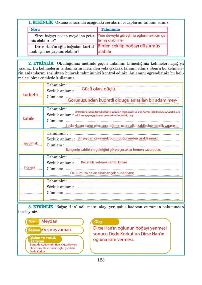 5. Sınıf Türkçe Ders Kitabı Cevapları Anıttepe Yayınları Sayfa 123 Çözüm Görseli