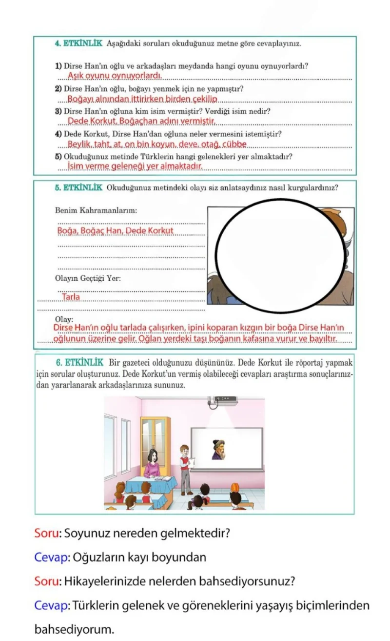 5. Sınıf Türkçe Ders Kitabı Cevapları Anıttepe Yayınları Sayfa 124 Çözüm Görseli