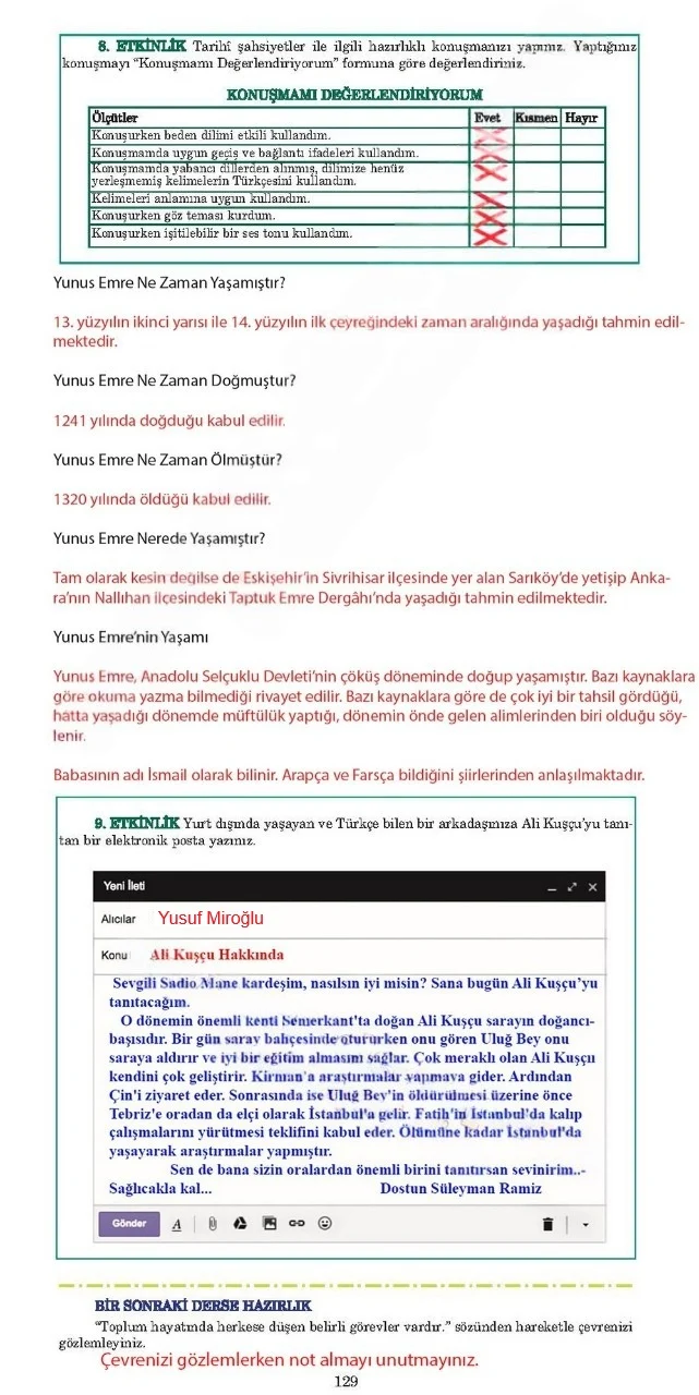 5. Sınıf Türkçe Ders Kitabı Cevapları Anıttepe Yayınları Sayfa 129 Çözüm Görseli