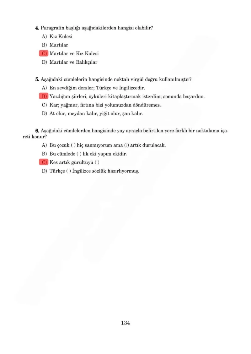 5. Sınıf Türkçe Ders Kitabı Cevapları Anıttepe Yayınları Sayfa 134 Çözüm Görseli