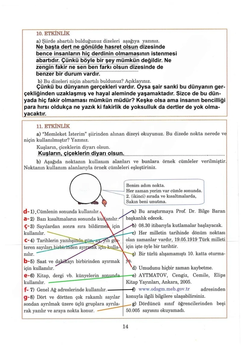 5. Sınıf Türkçe Ders Kitabı Cevapları Anıttepe Yayınları Sayfa 14 Çözüm Görseli