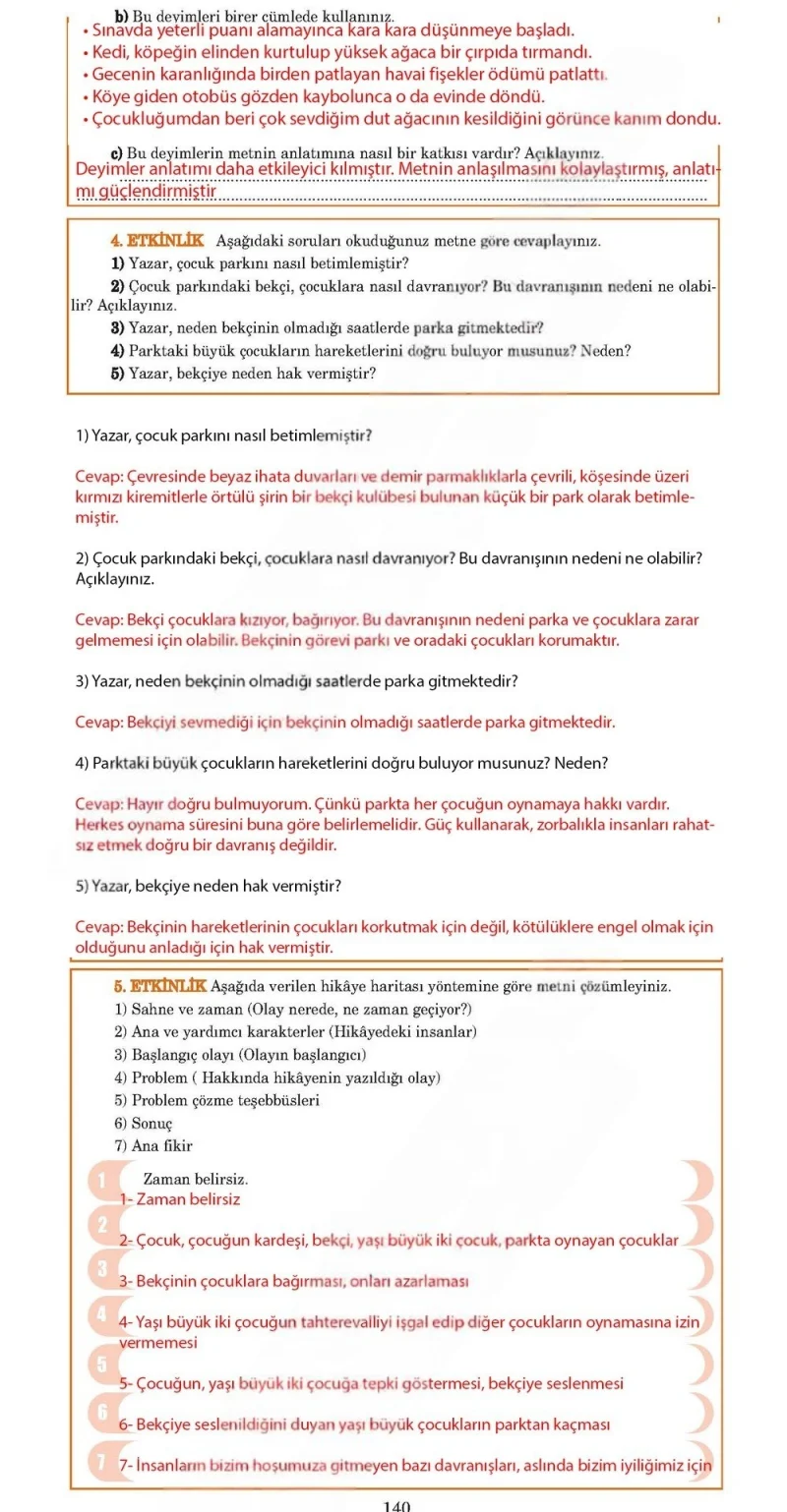 5. Sınıf Türkçe Ders Kitabı Cevapları Anıttepe Yayınları Sayfa 140 Çözüm Görseli
