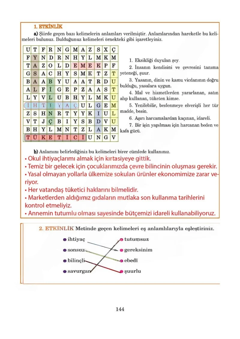 5. Sınıf Türkçe Ders Kitabı Cevapları Anıttepe Yayınları Sayfa 144 Çözüm Görseli