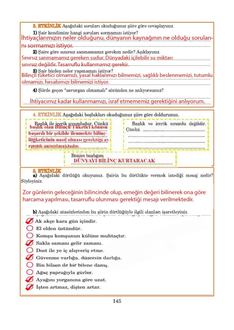 5. Sınıf Türkçe Ders Kitabı Cevapları Anıttepe Yayınları Sayfa 145 Çözüm Görseli