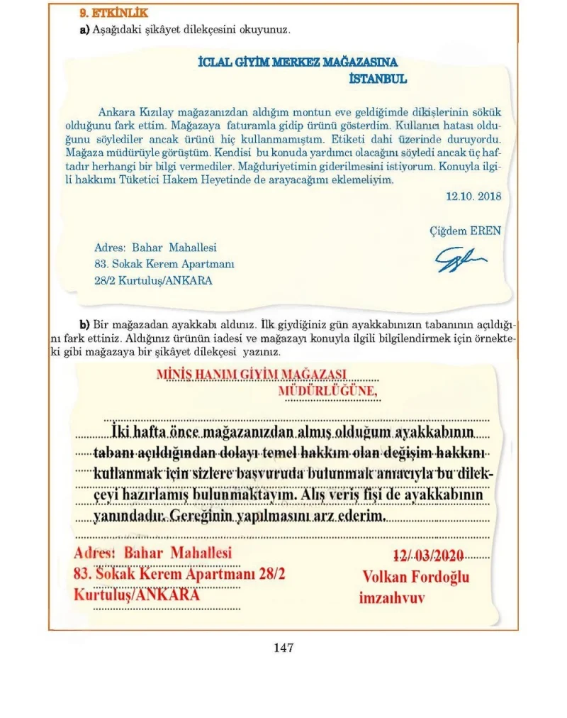 5. Sınıf Türkçe Ders Kitabı Cevapları Anıttepe Yayınları Sayfa 147 Çözüm Görseli
