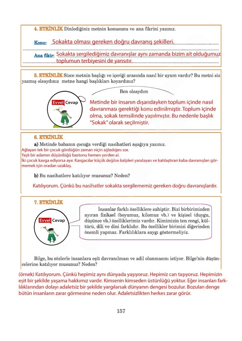 5. Sınıf Türkçe Ders Kitabı Cevapları Anıttepe Yayınları Sayfa 157 Çözüm Görseli