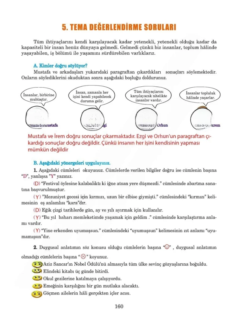 5. Sınıf Türkçe Ders Kitabı Cevapları Anıttepe Yayınları Sayfa 160 Çözüm Görseli