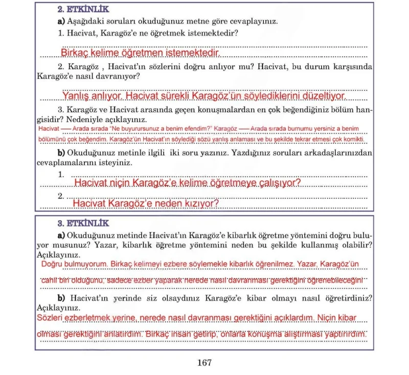 5. Sınıf Türkçe Ders Kitabı Cevapları Anıttepe Yayınları Sayfa 167 Çözüm Görseli
