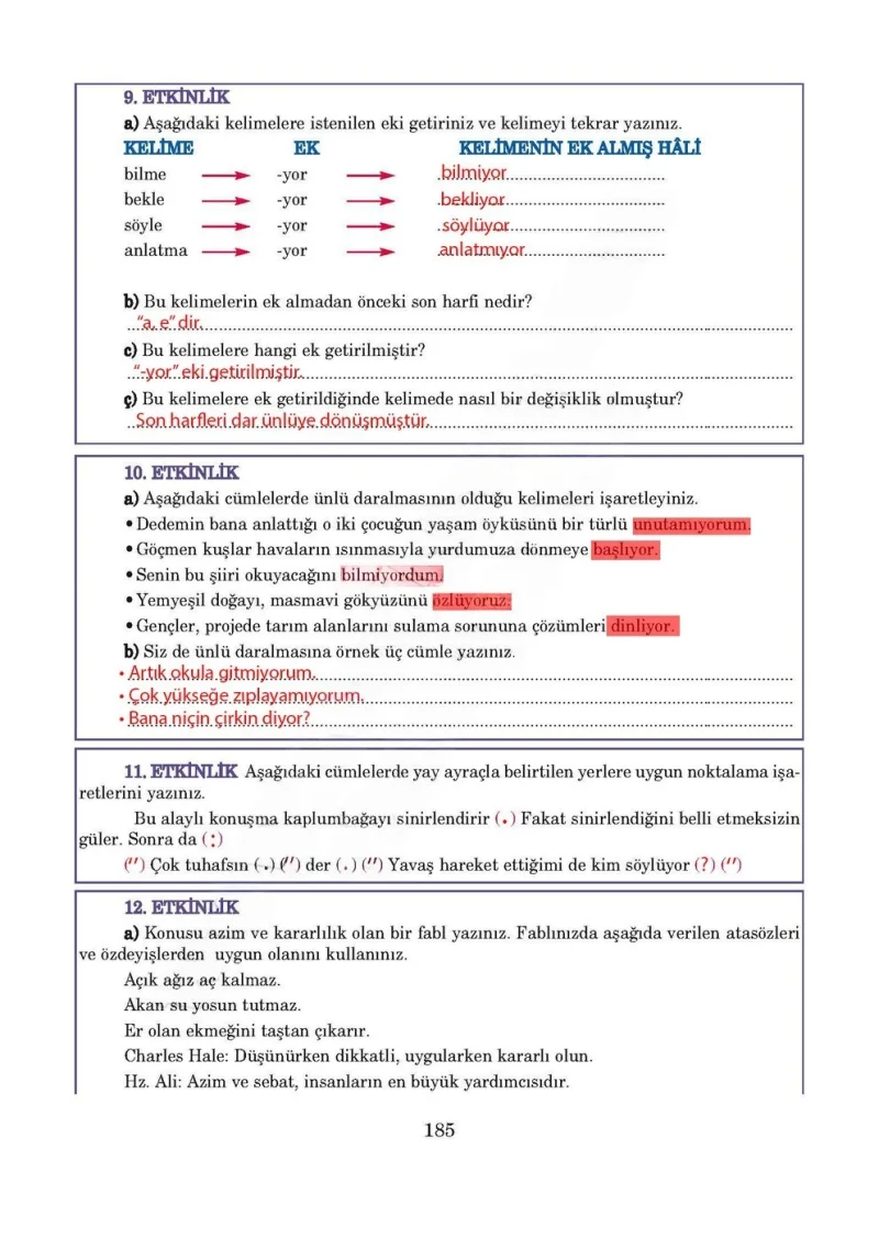 5. Sınıf Türkçe Ders Kitabı Cevapları Anıttepe Yayınları Sayfa 185 Çözüm Görseli