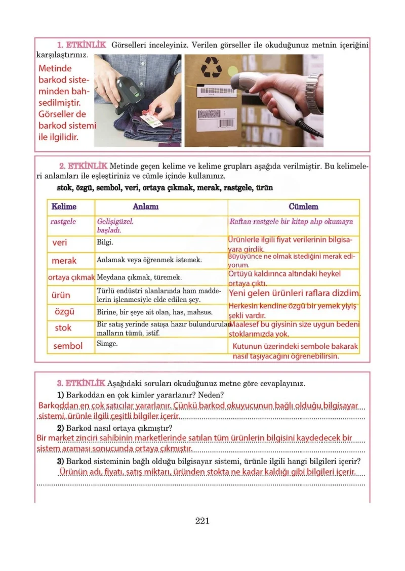 5. Sınıf Türkçe Ders Kitabı Cevapları Anıttepe Yayınları Sayfa 221 Çözüm Görseli