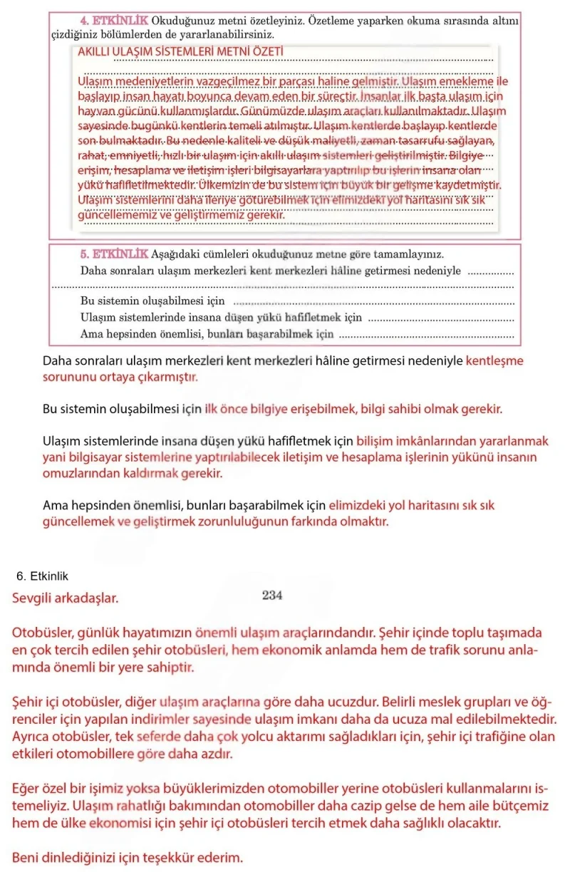 5. Sınıf Türkçe Ders Kitabı Cevapları Anıttepe Yayınları Sayfa 234 Çözüm Görseli